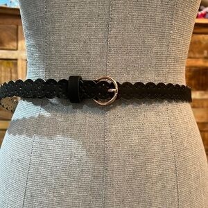 3/$30 Black scallop cut out vegan skinny belt